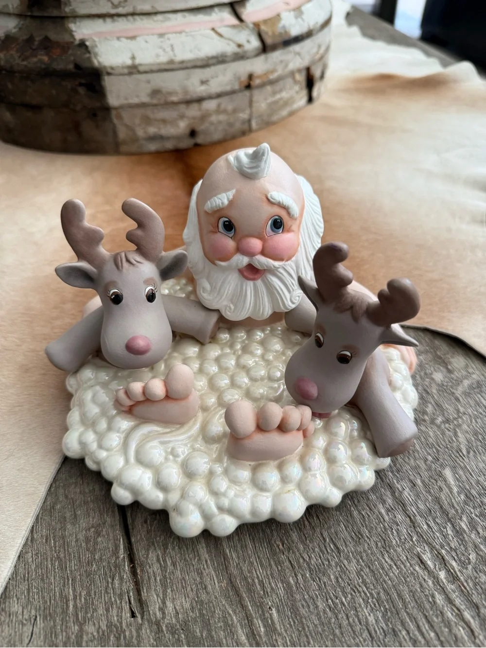 Adorable Santa and Reindeer Ceramic Decor